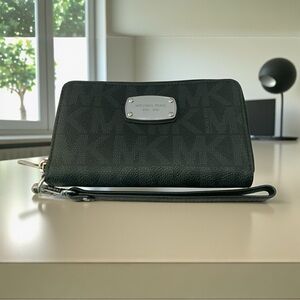 Michael Kors Black Wristlet with Silver Logo
